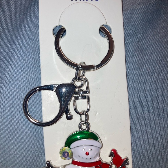 Mint Snowman Keychain with Green and Red Accents - Picture 2 of 2